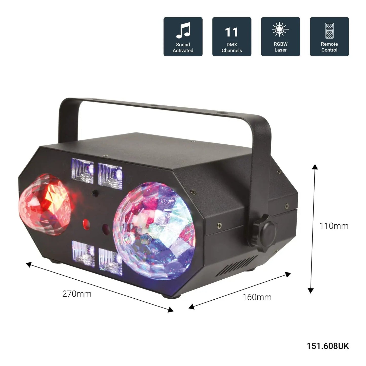 QTX Tetra LED Moonflower + Wave + Strobe/UV + Laser Effect