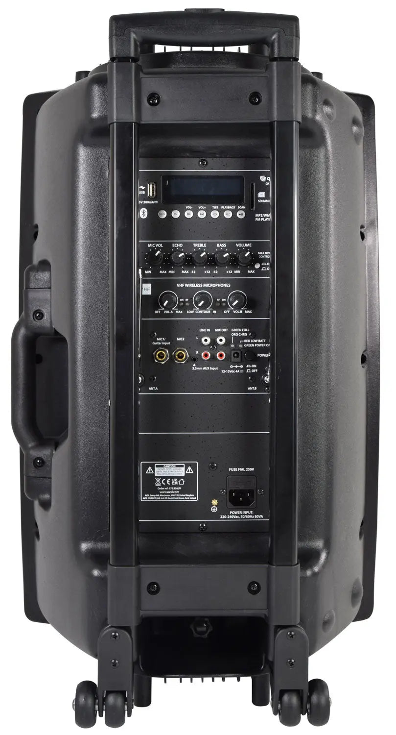 QTX QX15PA portable PA unit with USB/SD/FM player & Bluetooth