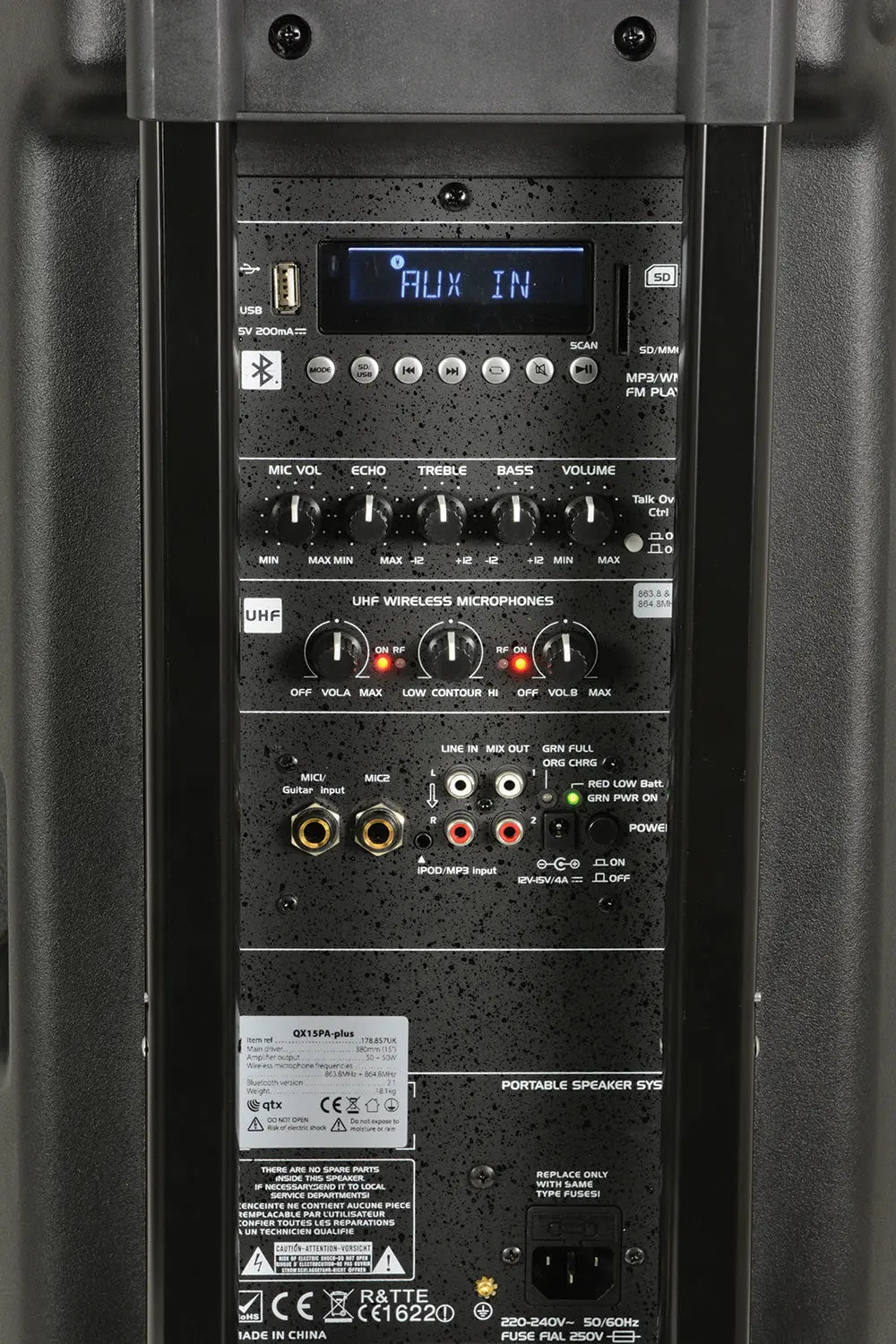 QTX QX15PA-PLUS Portable PA UHF USB/SD/FM/BT