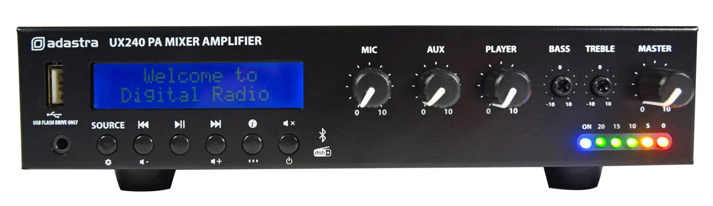 Adastra UX240 Compact 100V Mixer-Amplifier 240W