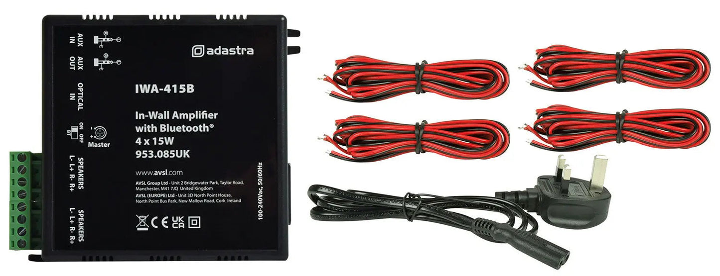 Adastra IWA415B In-wall Amplifier with Bluetooth 4 x 15W