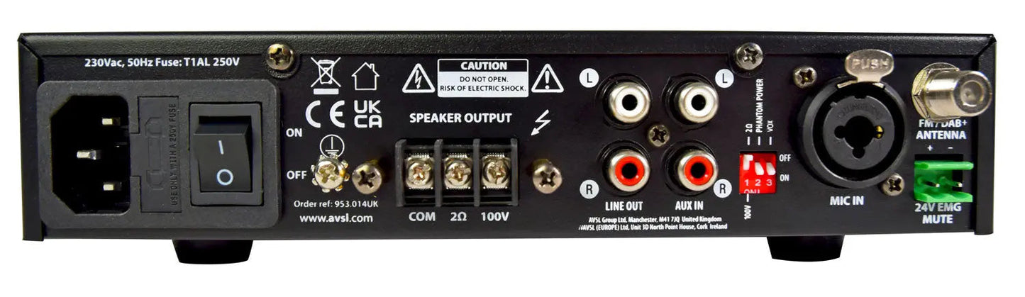 Adastra UX120 Compact 100V Mixer-Amplifier 120W