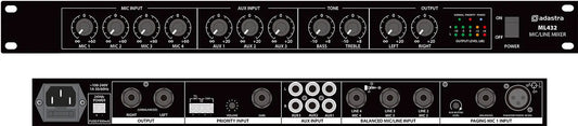 Adastra ML432 4mic+3aux rack mixer 1U