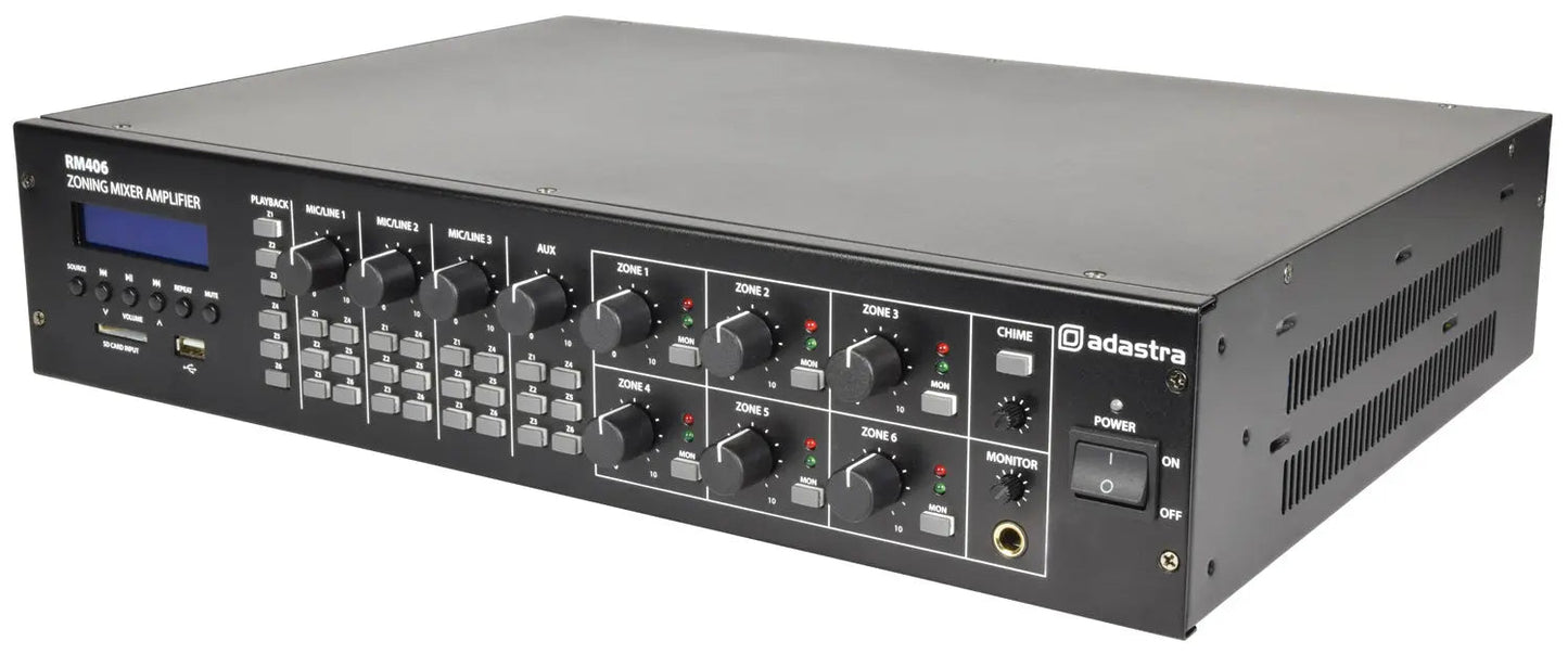 Adastra RM406 Mixer-Amp 100V 6 x 40W + USB/SD/FM/BT