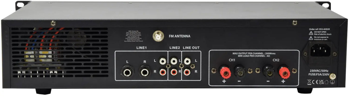 Adastra A2 Stereo PA Amplifier 2 x 200W