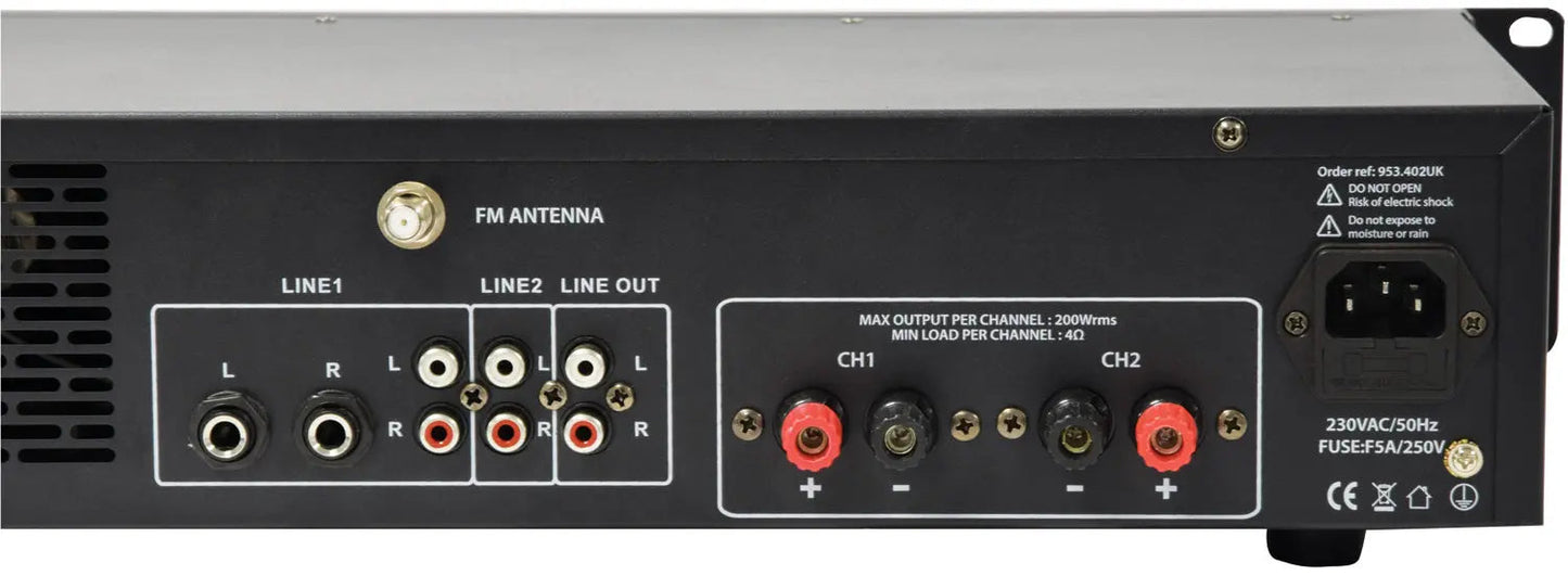 Adastra A2 Stereo PA Amplifier 2 x 200W