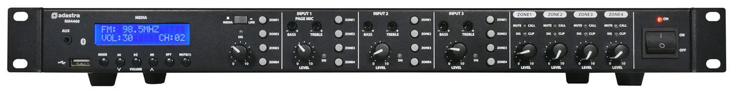 Adastra RM4460 Zoning 100V Mixer-amplifier 4 x 60W